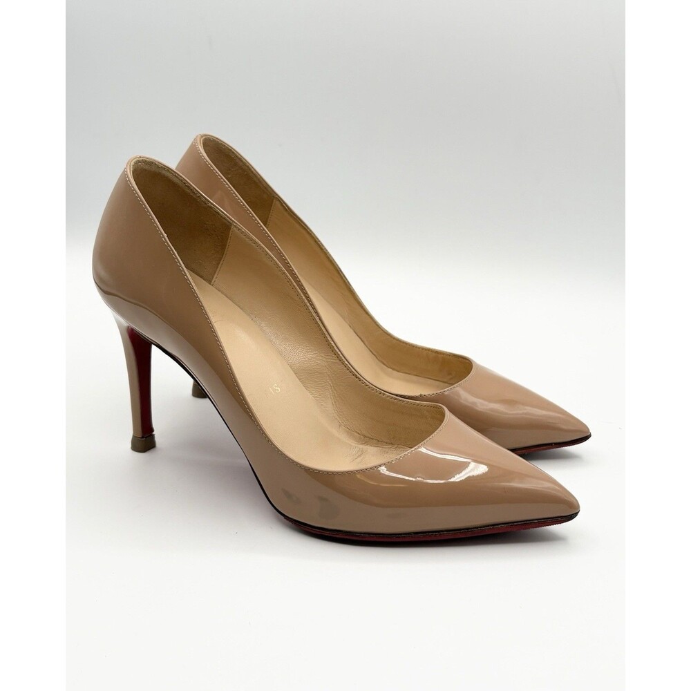 Christian Louboutin Pigalle 85 Nude Pointed Toe Patent Leather Stilettos EU 37 - Picture 3 of 11